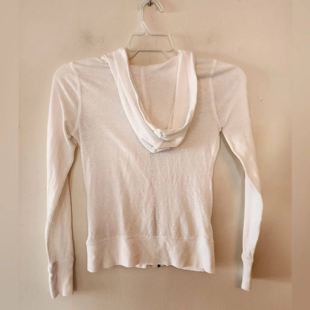 So white lightweight full zip hoodie jacket size womens small - Image 3