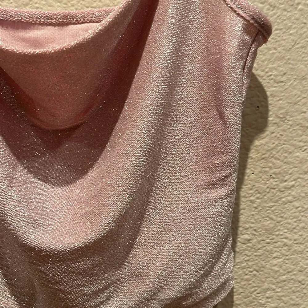 Women’s Sparkly Pink Slouchy Cami Crop Top Size XS - Image 3
