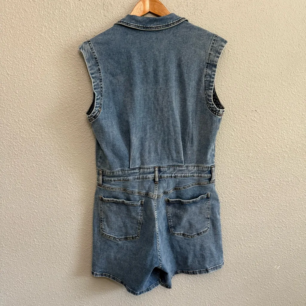 Jessica‎ Simpson Denim Romper Size Large EUC Pockets - Image 4