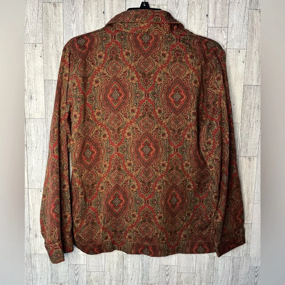 Lauren Ralph Lauren Sleep Shirt Women’s Size Small Red Paisley Floral Bu… - Image 2