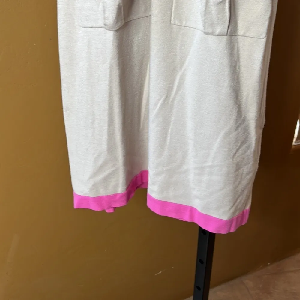 MILLY Knit Small Colorblock Pattern Tan Pink Mini Dress Size Small - Image 4