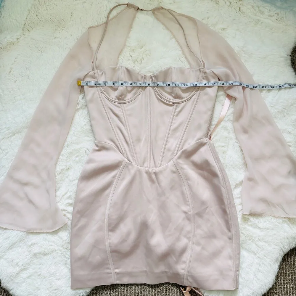 House of CB Satin Corset Bodycon Mini Dress S - Pink - Image 4