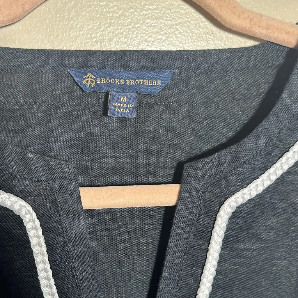 Brooks Brothers Black White Embroidered Top‎ | Medium - Image 2