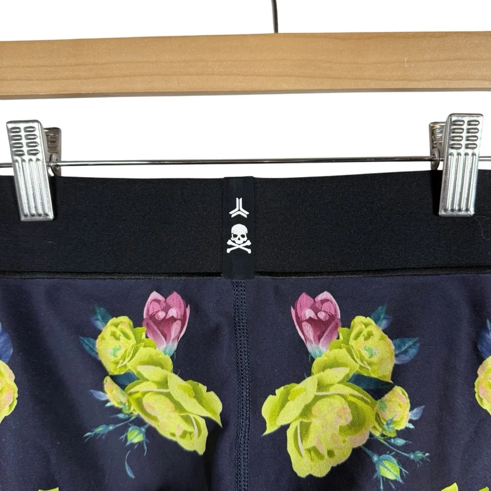 Ultracor Soul Cycle Navy Blue Floral High Rise Leggings Velvet Racing Stripe XS - Image 9