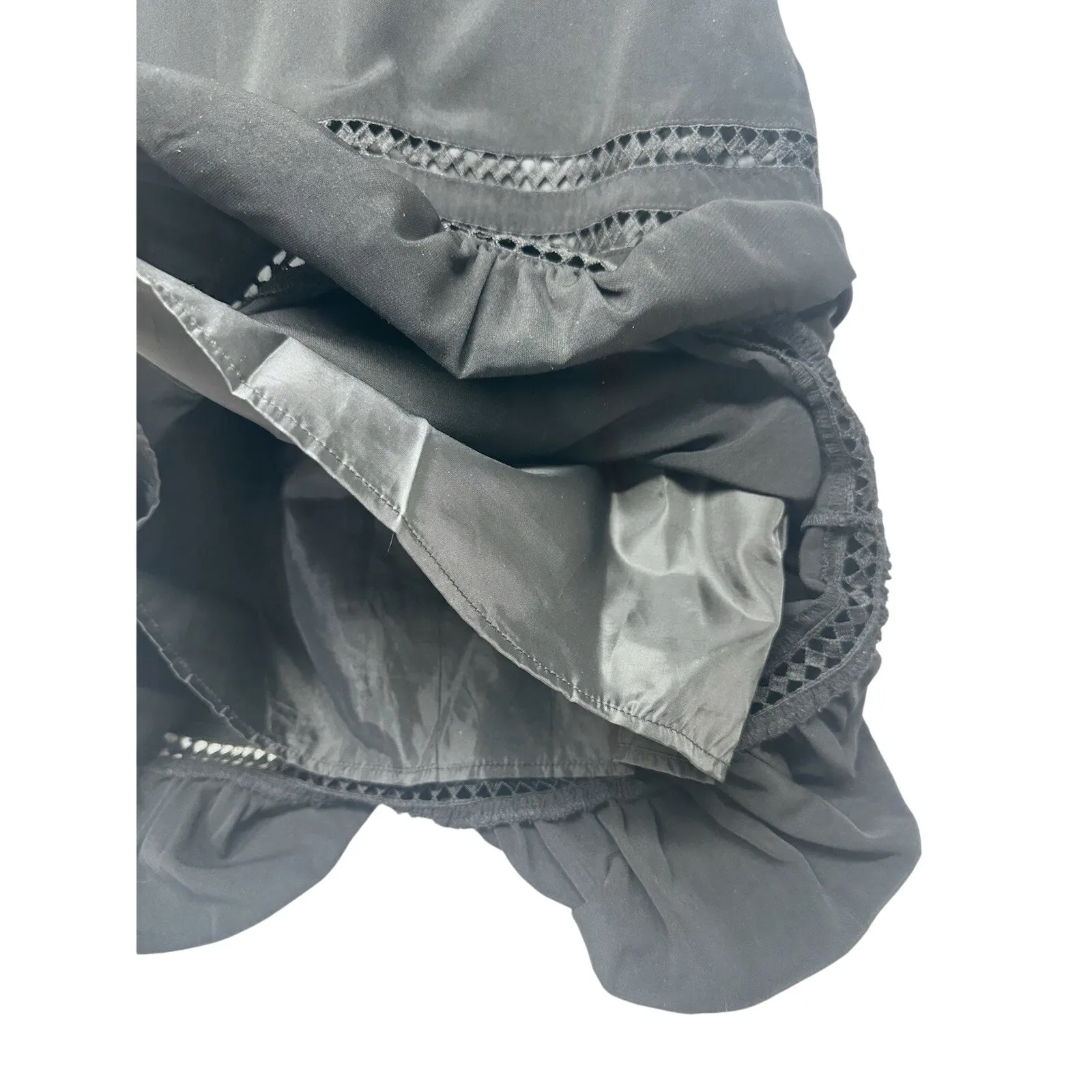 Allison Joy Women Black Crochet Bands Casual Dress Size XS -A35- - Image 4