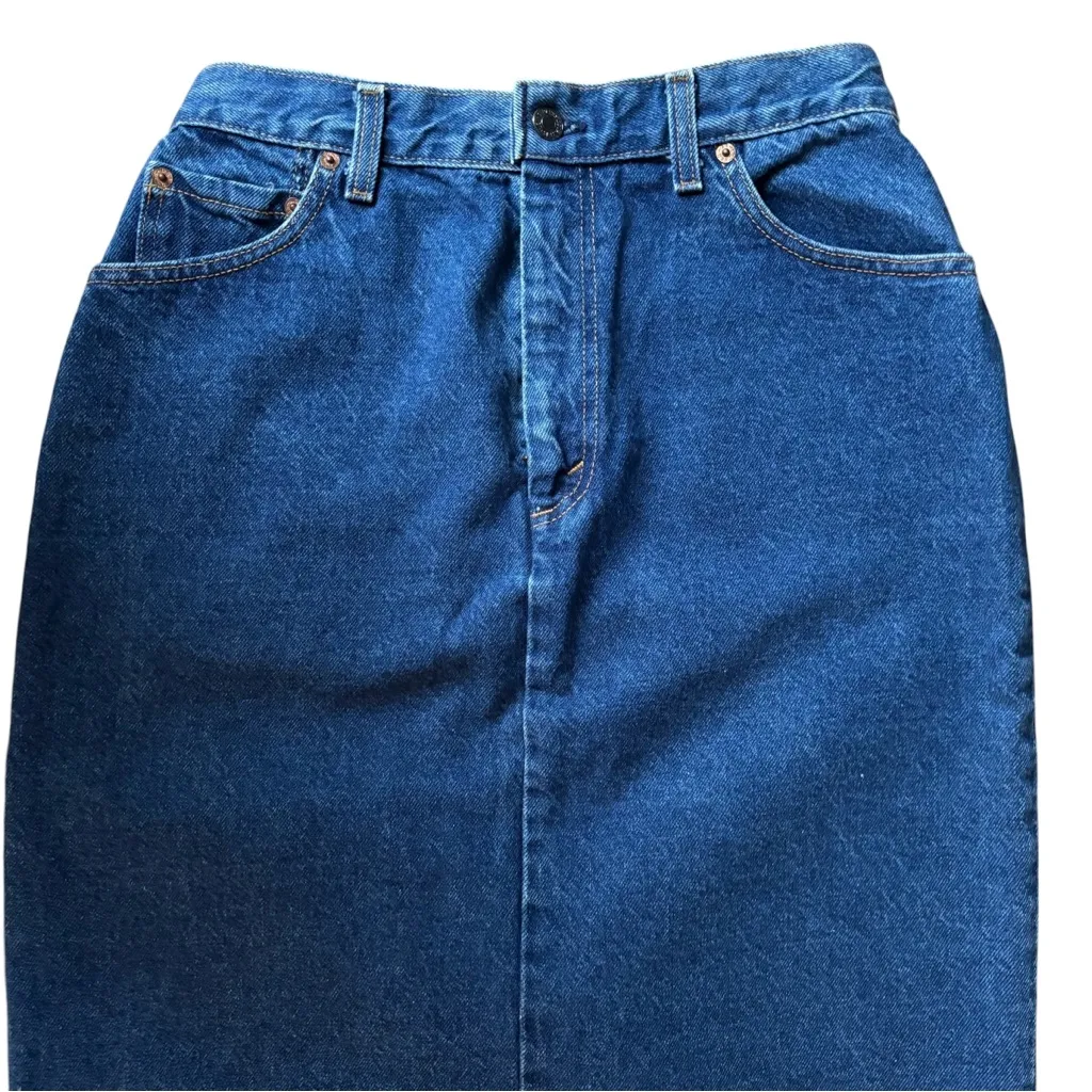 VTG Y2K Levi’s Rigid Denim Jean Skirt Sz 14 Cotton Med Wash Minimalist Grunge - Image 2