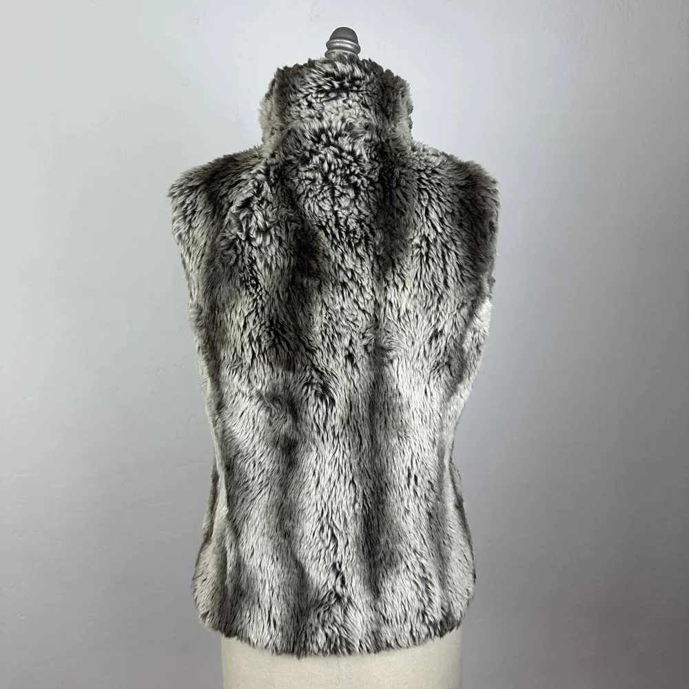 Kristen Blake White Faux Fur Zip Front Reversible Puffer Vest Size Small Brown - Image 10