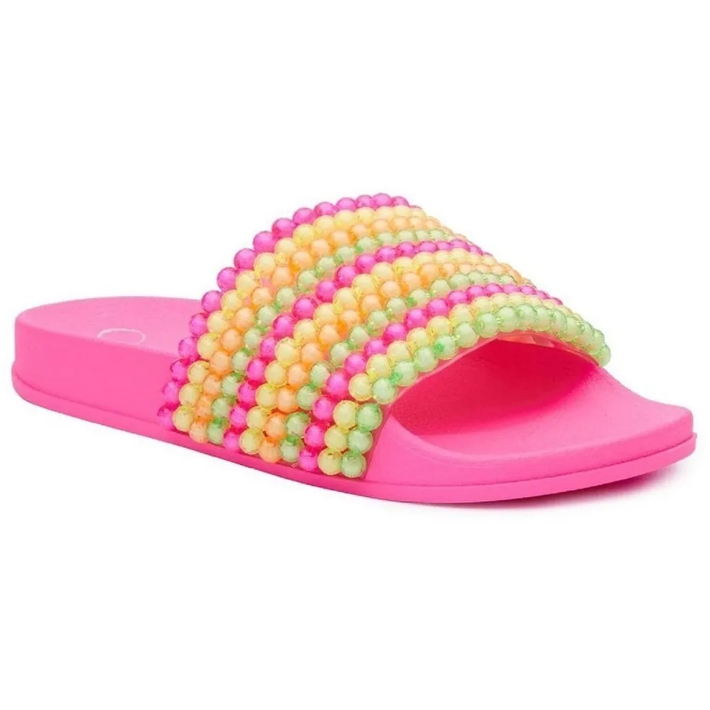 NWT JESSICA SIMPSON Colorful Beaded Slip On Sandals Women 7 Slides Pool Beach - Image 3