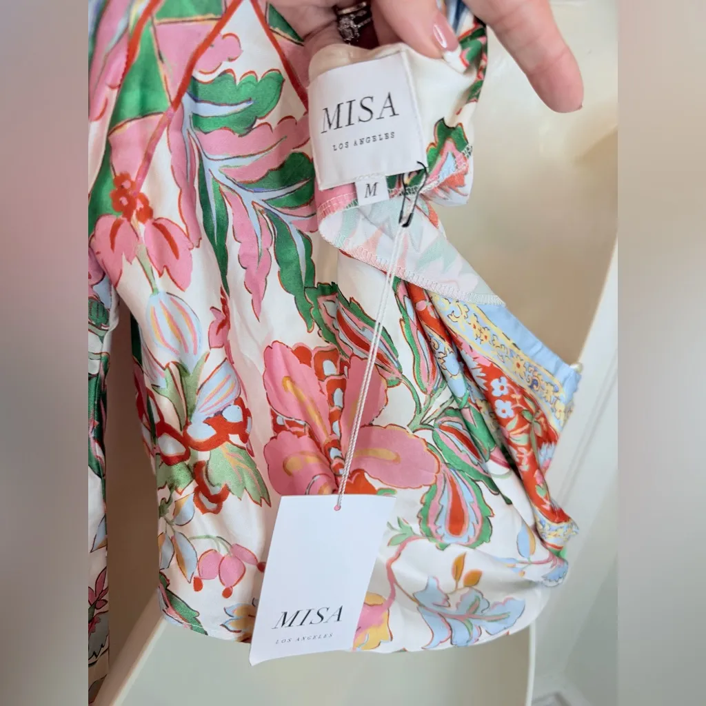 MISA Los Angeles Kaspia Top Casablanca Border Design Mix One Shoulder Size M NWT - Image 8