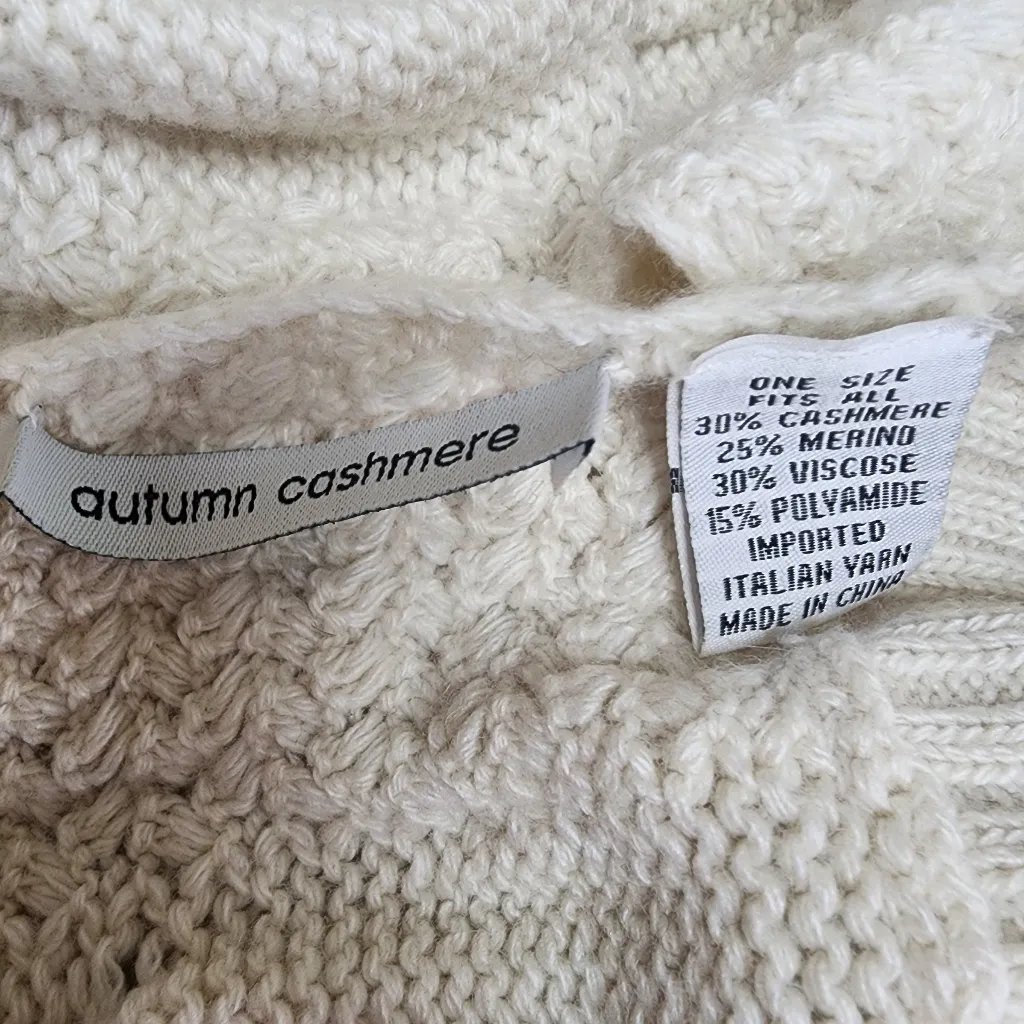 Autumn Cashmere Long Cream Knit Scarf - Image 4