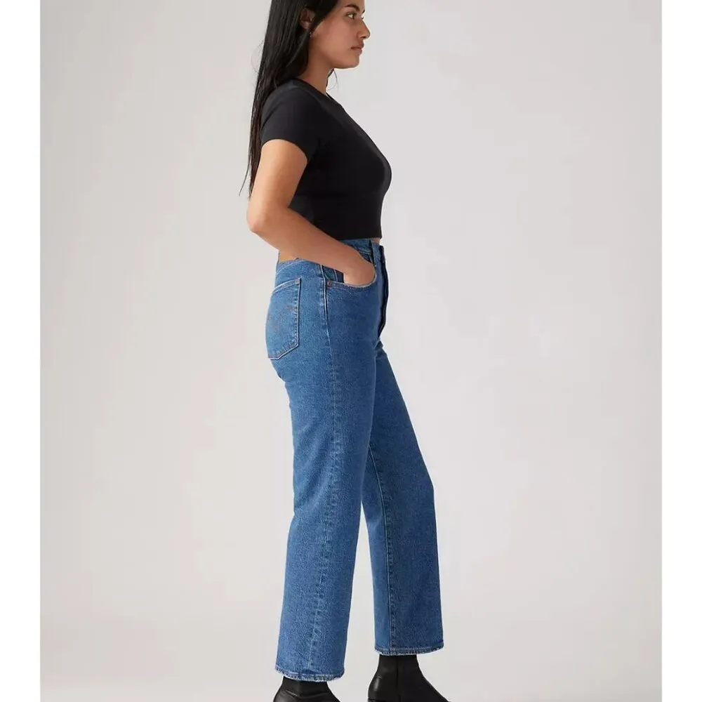 Levi's Premium RIBCAGE STRAIGHT ANKLE WOMEN'S JEANS 25x29 Jazz Pop Medium Wash - Image 4