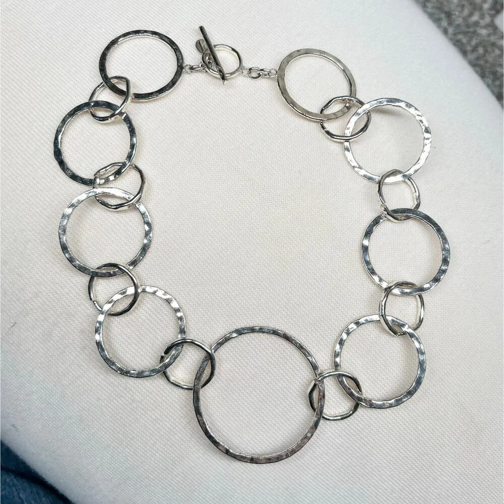 EXPRESS  Women's Fashion Silver Tone Circle Necklace‎ - Image 4