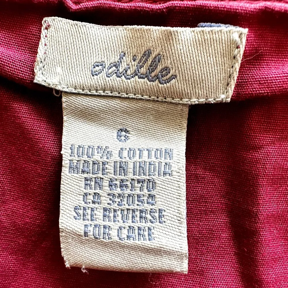 VTG Anthropologie Odille Mini Skirt Frill Hem Back Zip Casual 100% Cotton Pink 6 - Image 2