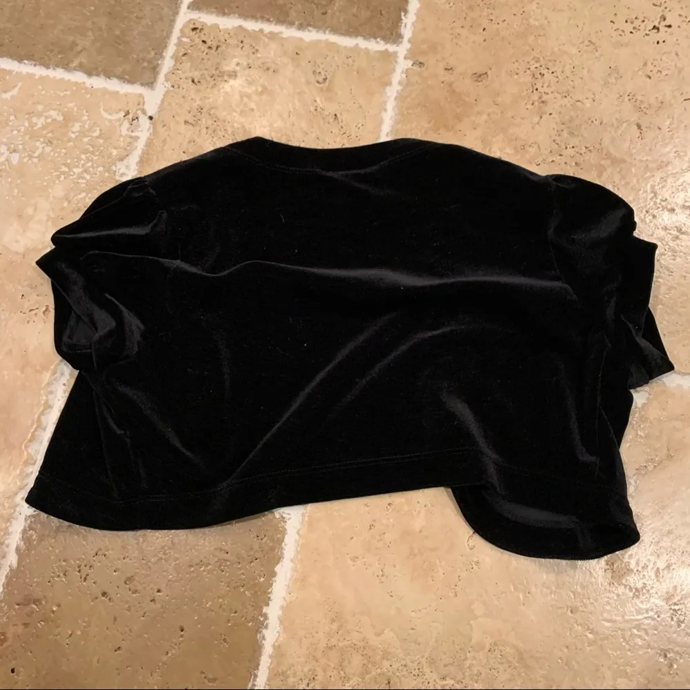 Vintage Y2K Crop Cardigan Black Velvet S Licorice - Image 4