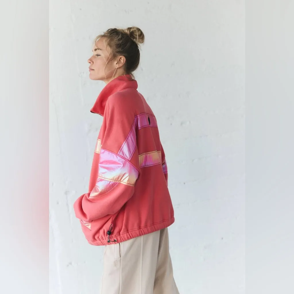 NWT Free People Movement Away We Go Half Zip in Hibiscus $128 MSRP - Image 4