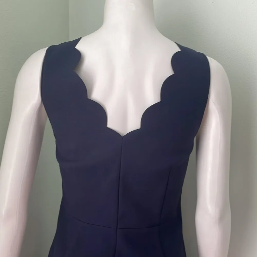 J. Crew Classic Scalloped Neck and Hemline Navy Sheath Dress - Size 4P NEW - Image 4