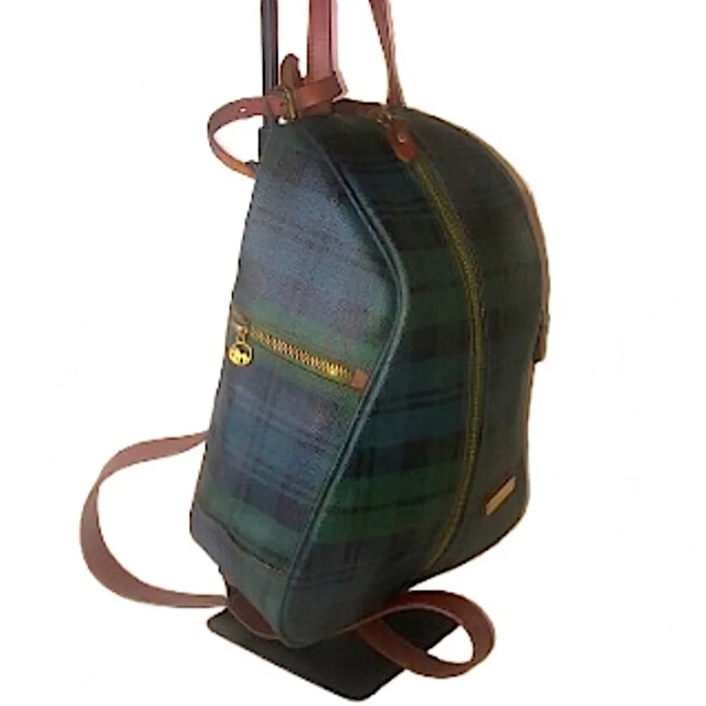 RALPH LAUREN Black Watch Medium Backpack With Adjustable Leather Straps Vintage - Image 7