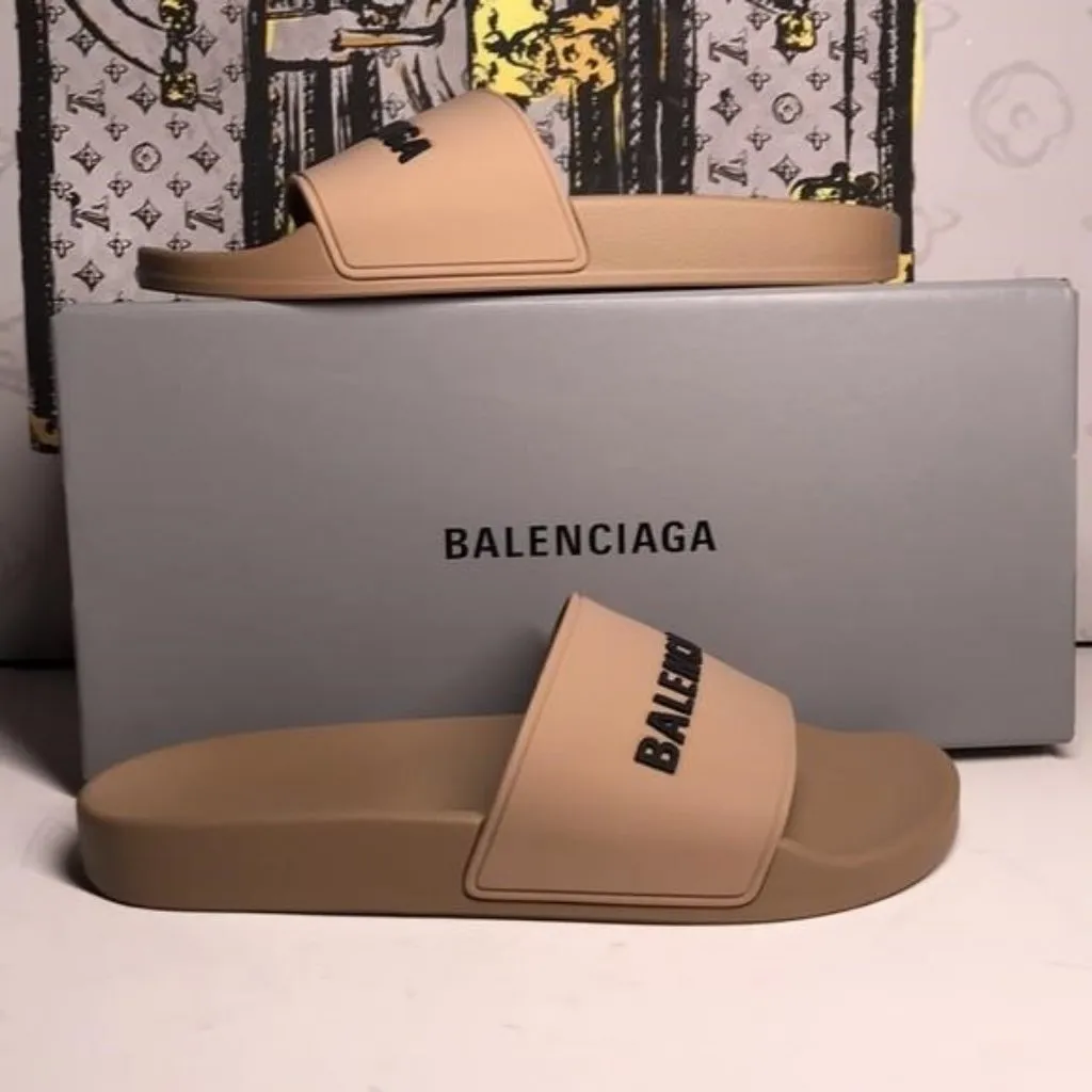 New Authentic 🔥 Balenciaga Rubber Logo Slides | Designer Poolside Chic 🔥 - Image 11