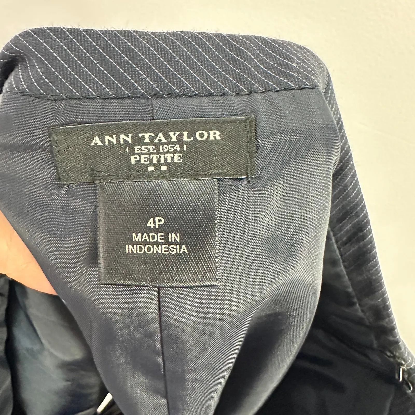 Ann Taylor Pinstripe Pencil Skirt 4P Blue Office Parisian Chic Quiet Luxury - Image 2