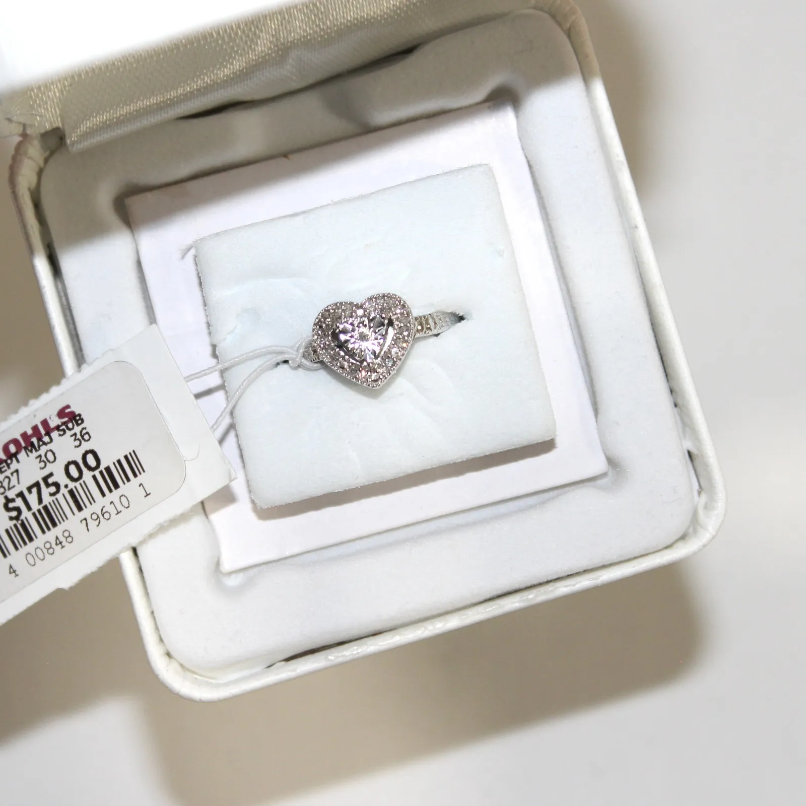 Sterling Silver 1/10 Carat T.W. Diamond Heart Halo Ring Size 7 NWT - Image 4