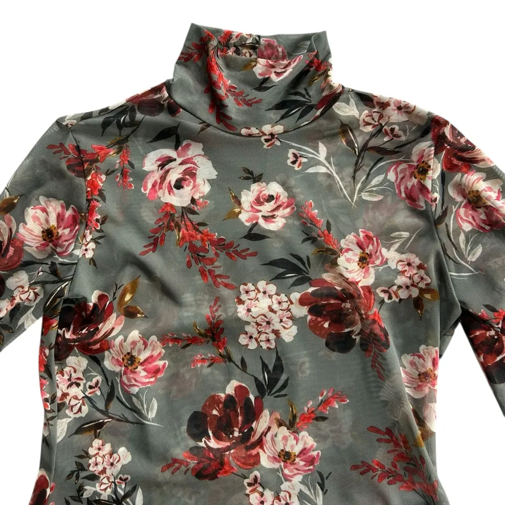 Amanda Uprichard Watson Top in Floral Lowery Mesh Long Sleeve Blouse Size M - Image 6