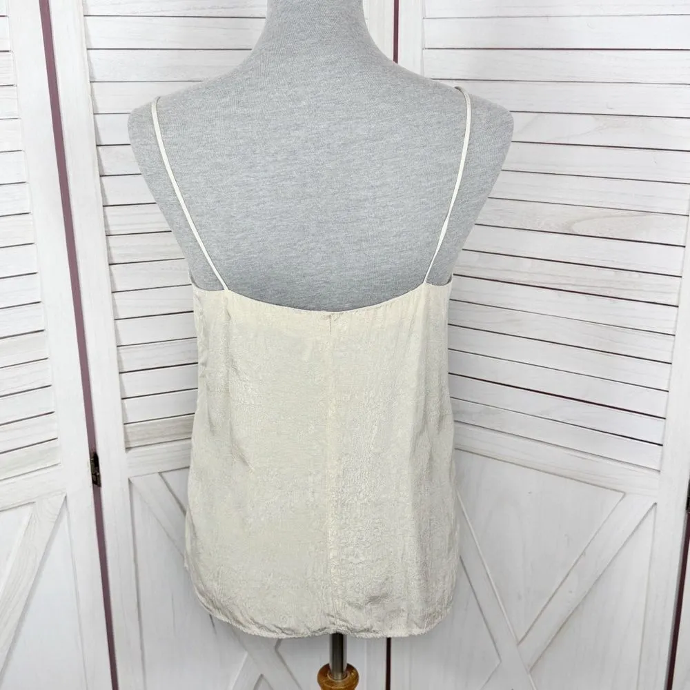 Jon Wesley Y2K‎ Lace Trim Camisole Top Ivory White Small Rosette Pearls - Image 4
