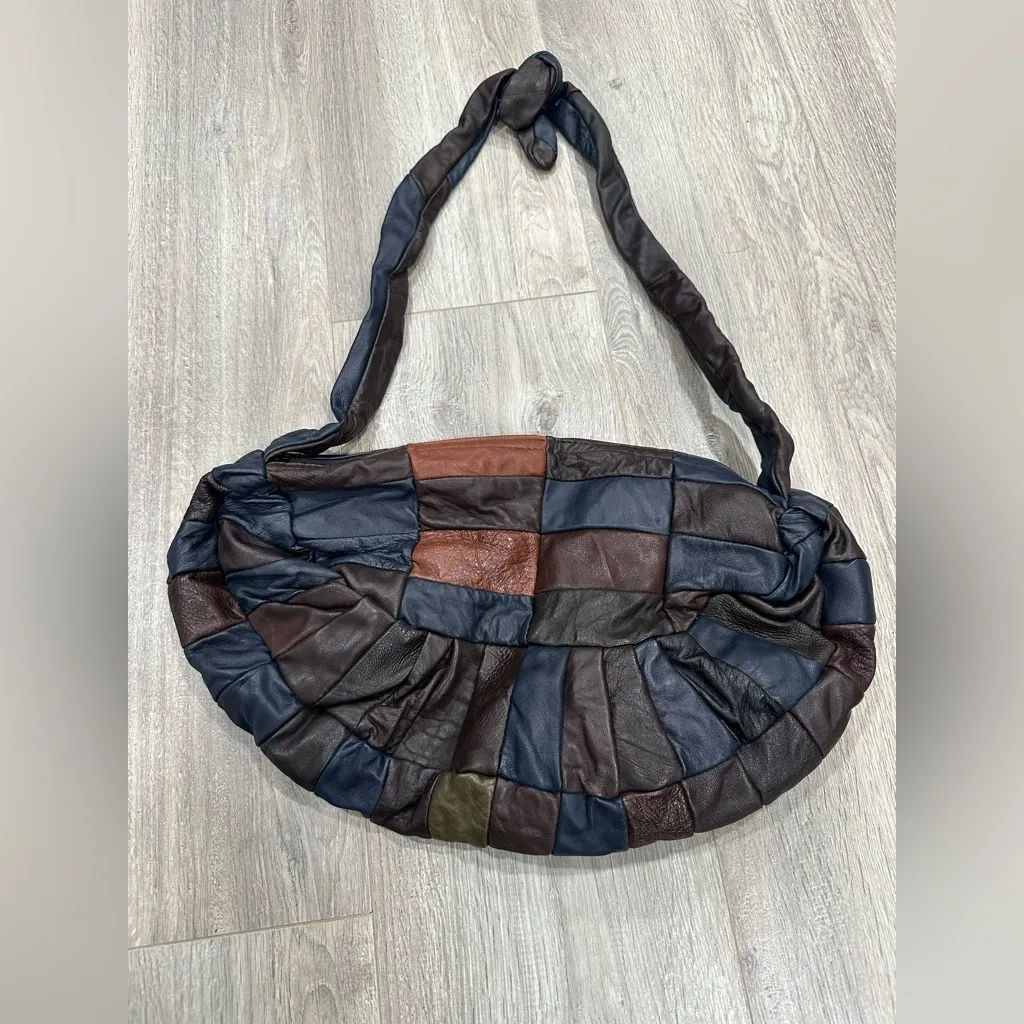 Spain Boho Hobo Leather Black Brown Purse - Image 6