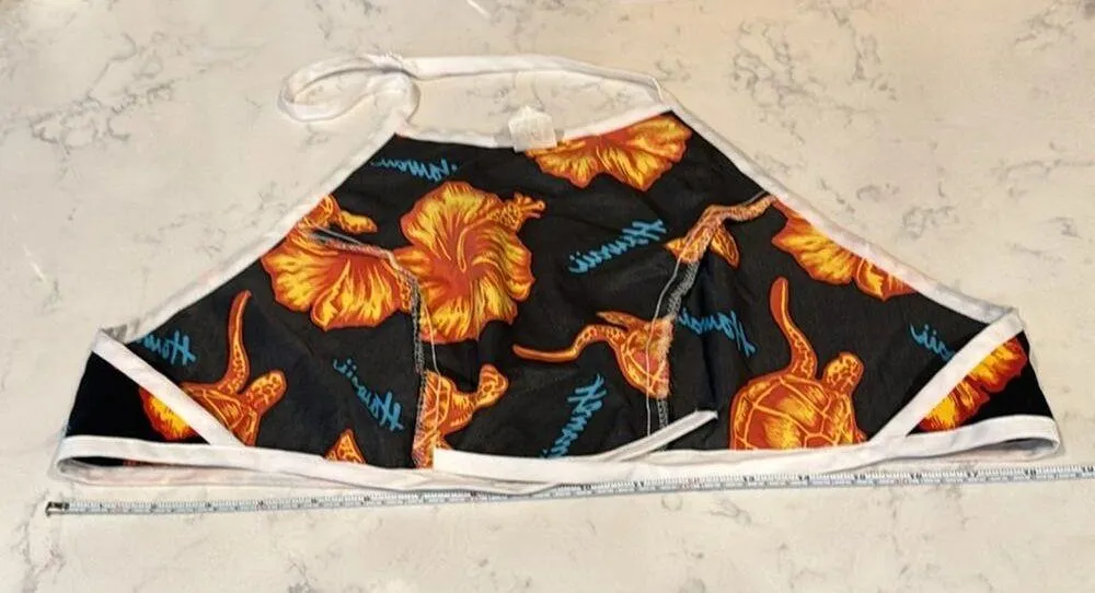 Hawaiian halter cropped top made in Hawaii black orange tropical Summer size L Size L - Image 6