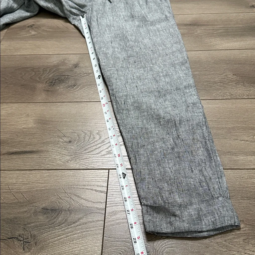 Athleta Bali Linen Ankle Pants Mid Rise Casual Flint Grey Heather Size 8 Tall - Image 11