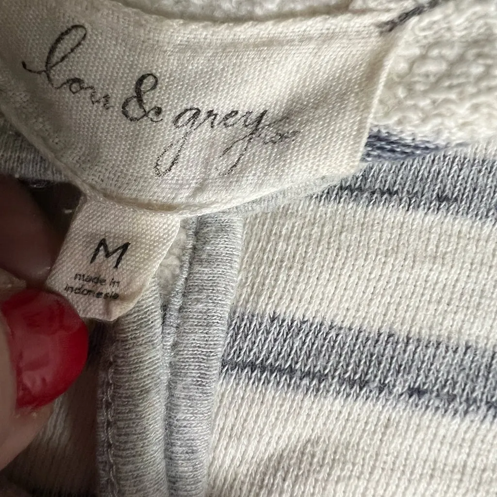 Lou & Grey By Loft Striped Zip Up Moto Jacket Size M - Image 7