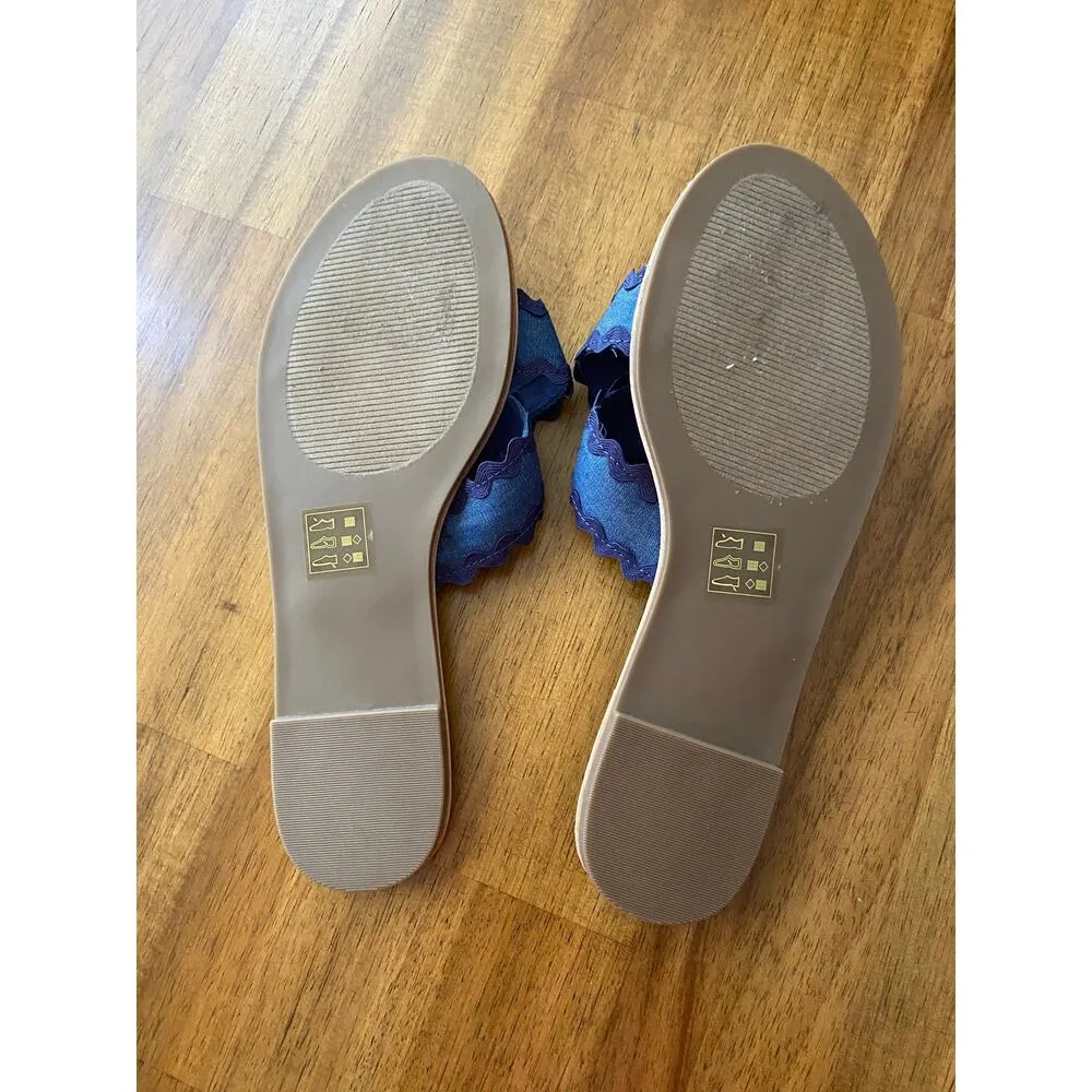 Draper James Piper Women’s 8.5 Sandal Shoes EUC Navy Blue Ric Rac Criss Cross - Image 3