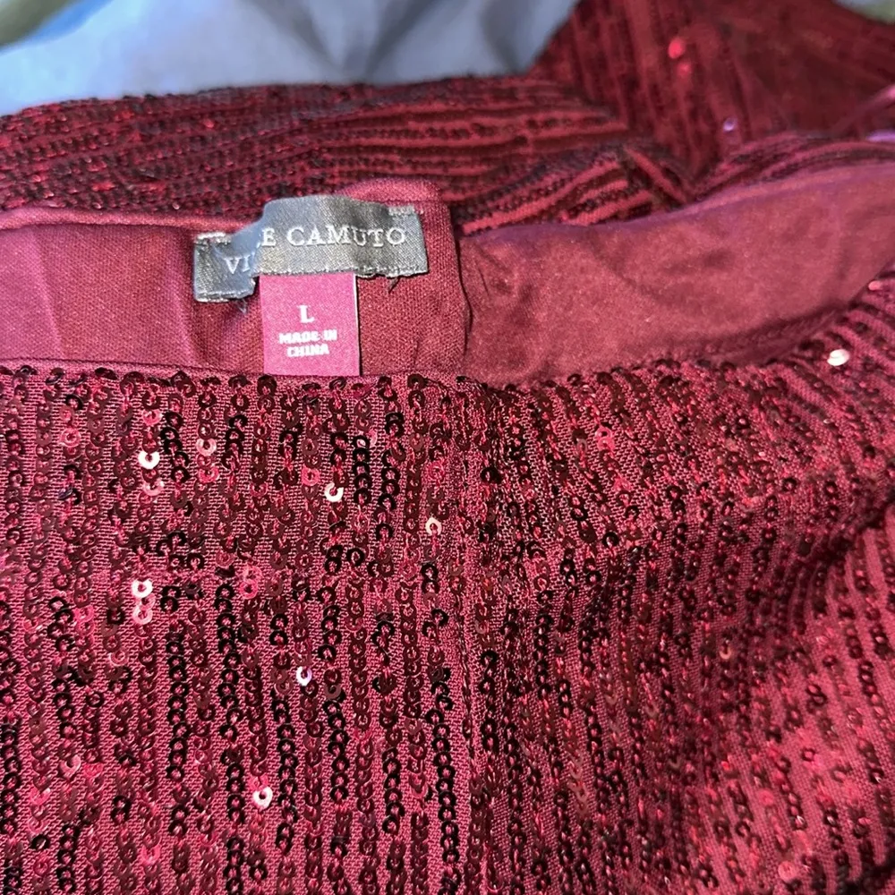 NWT VINCE CAMUTO Women's Pull-On Sequined Flared Pants Dark wine - Image 3