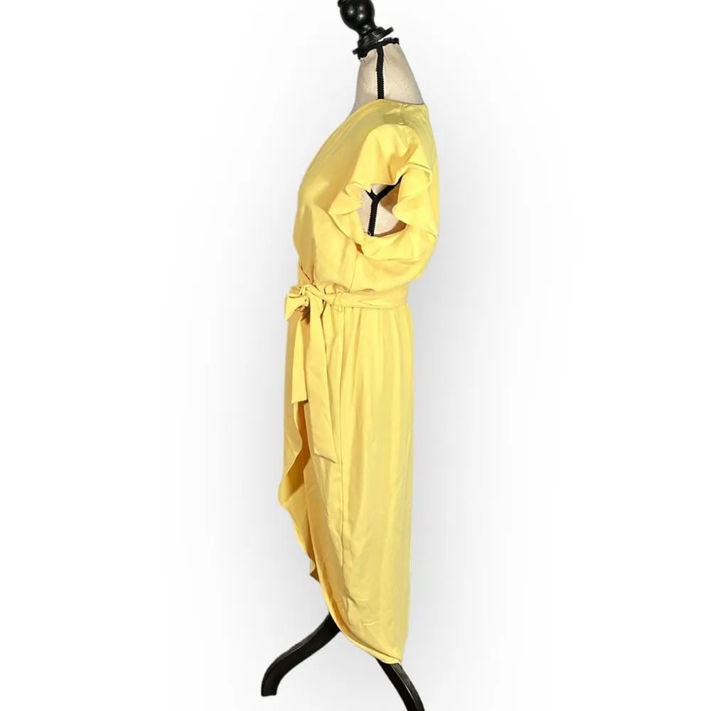 Amanda Uprichard Martinique Dress Women's Plus 2X Yellow High/Low Faux-Wrap Belt - Image 4