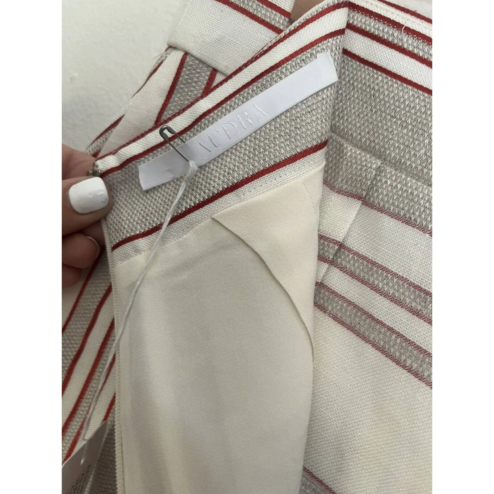 Audra Official Designer Linen Holiday Striped Mini High End Skirt Size 6 - Image 6