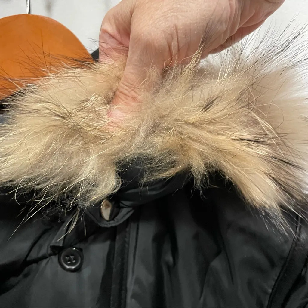 Warm cozy Larry Levine down feather black puffer coat fur collar pockets - Image 14