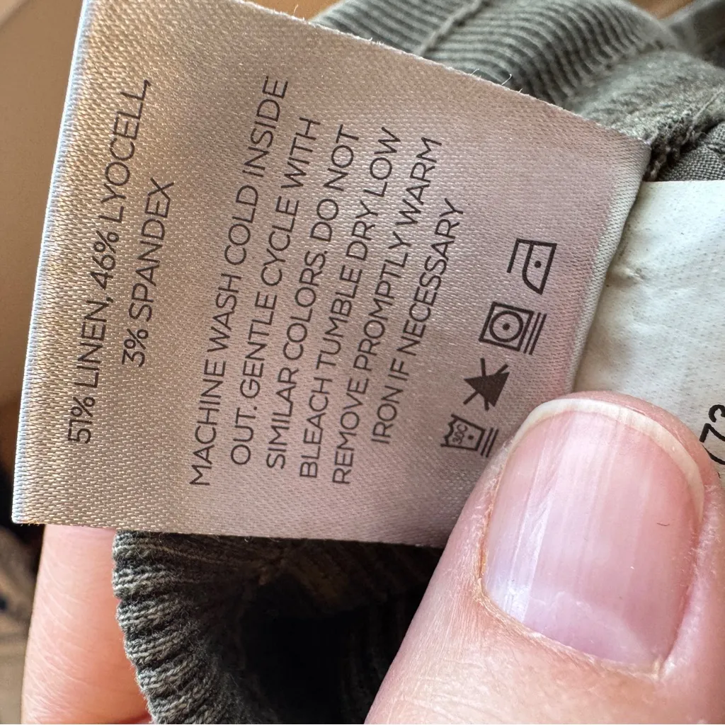 Anthropologie Level 99 Green Linen Cargo Jogger Pants Women’s M Casual Fall - Image 7