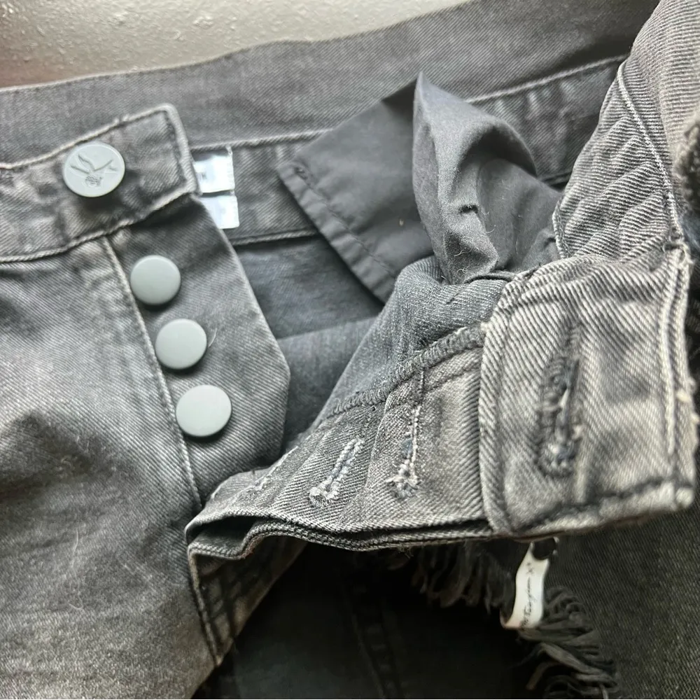 One Teaspoon  Black 4040 Raw Hem Button Fly Micro Mini Skirt Denim Size 24 - Image 7