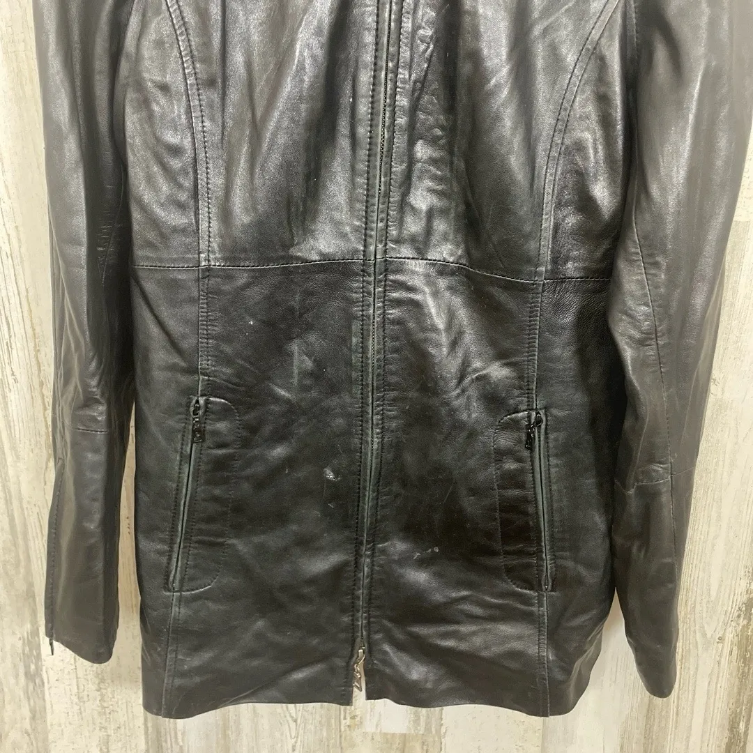 DANIER Vintage Leather Jacket Size S Black Biker Moto Two Way Zipper Grunge - Image 4