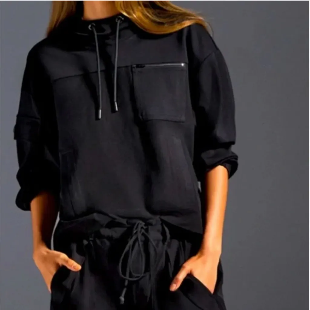 Cabi Quantum Hoodie Black Cargo Pocket Hooded Pullover Long Sleeve - Image 2