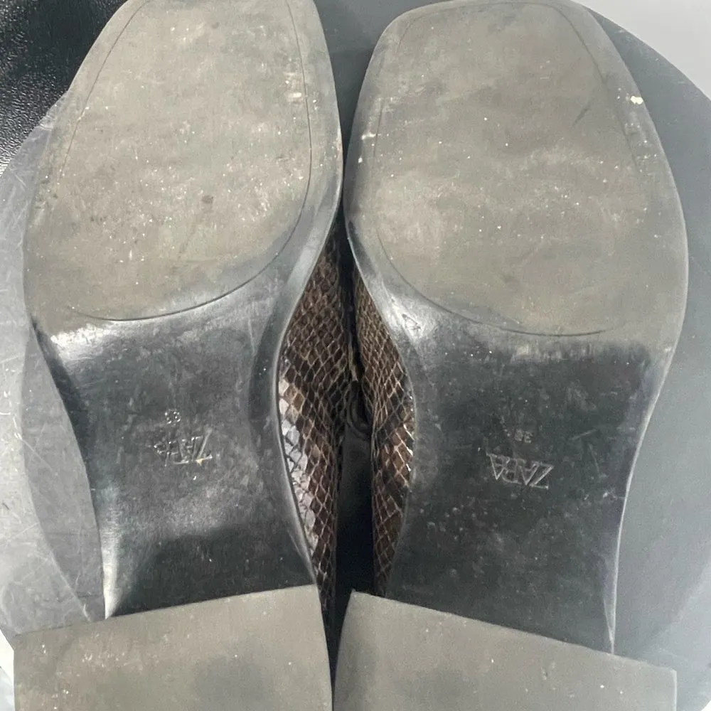 Zara Brown snakeskin‎ loafers size 6 - Image 7