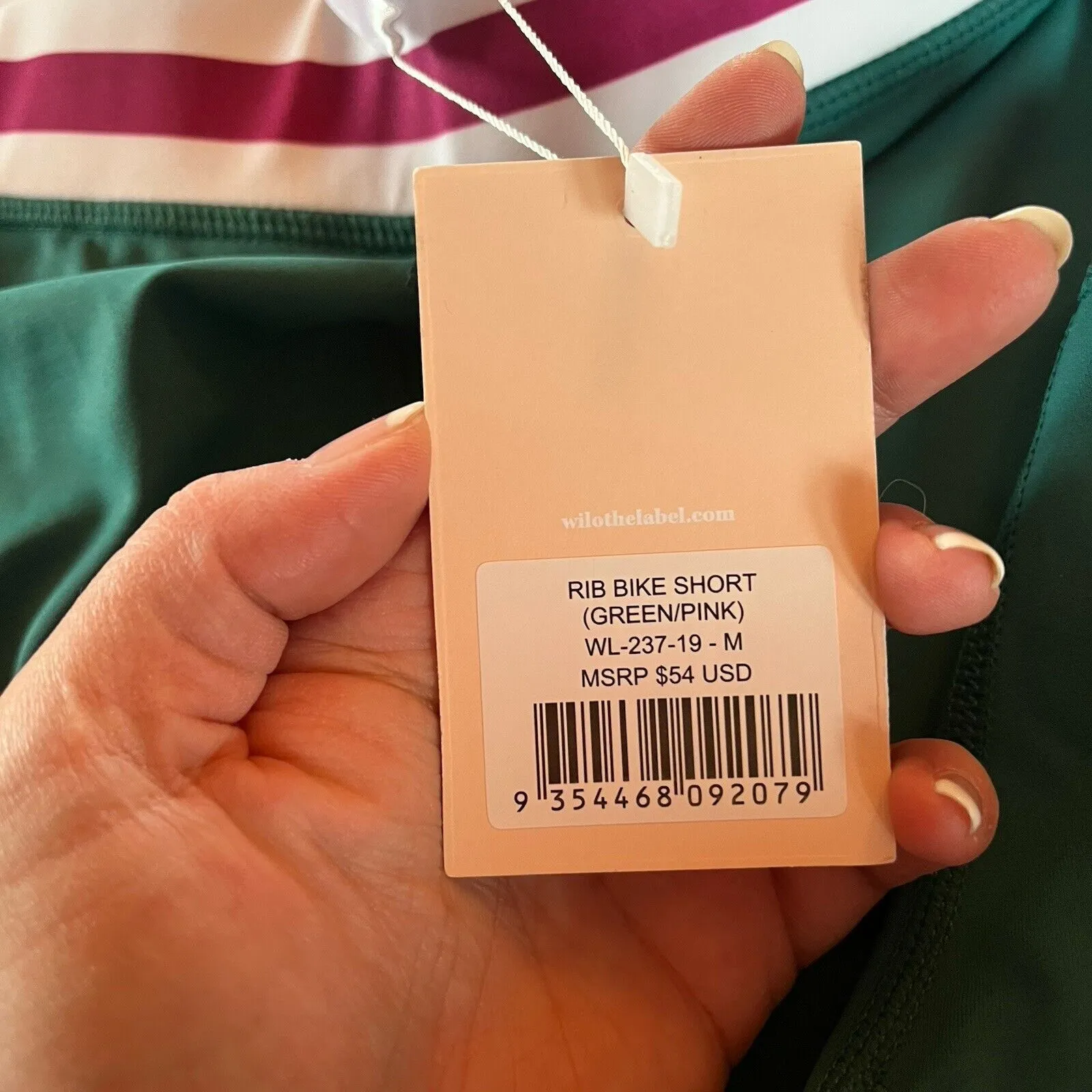 NWT WILO the Label Rib Bike Shorts Green/Pink in MEDIUM (Anthropologie Brand) - Image 5