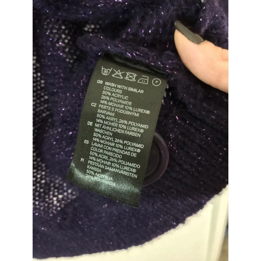 H&M purple short sleeve sparkle crop top fuzzy sweater - Image 7