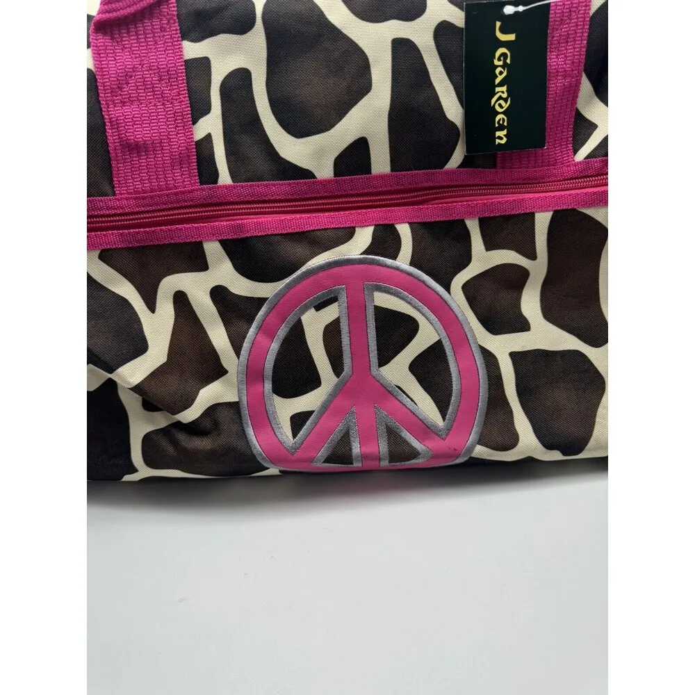 J Garden Giraffe Peace Print 19 in Long Lightweight Overnight Duffel Bag - Image 2