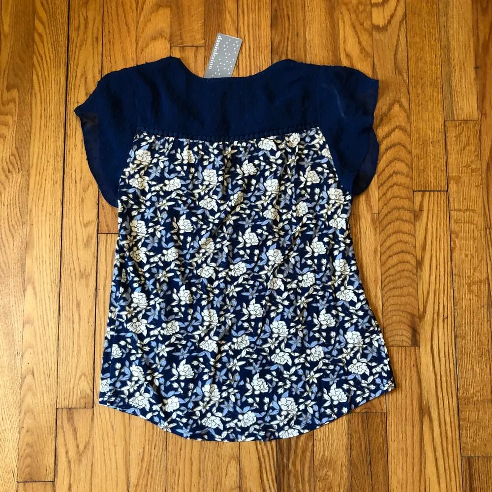 Daniel Rainn NWT Women's Blue Floral Cap Sleeve Blouse - Size Petite XS - Image 9