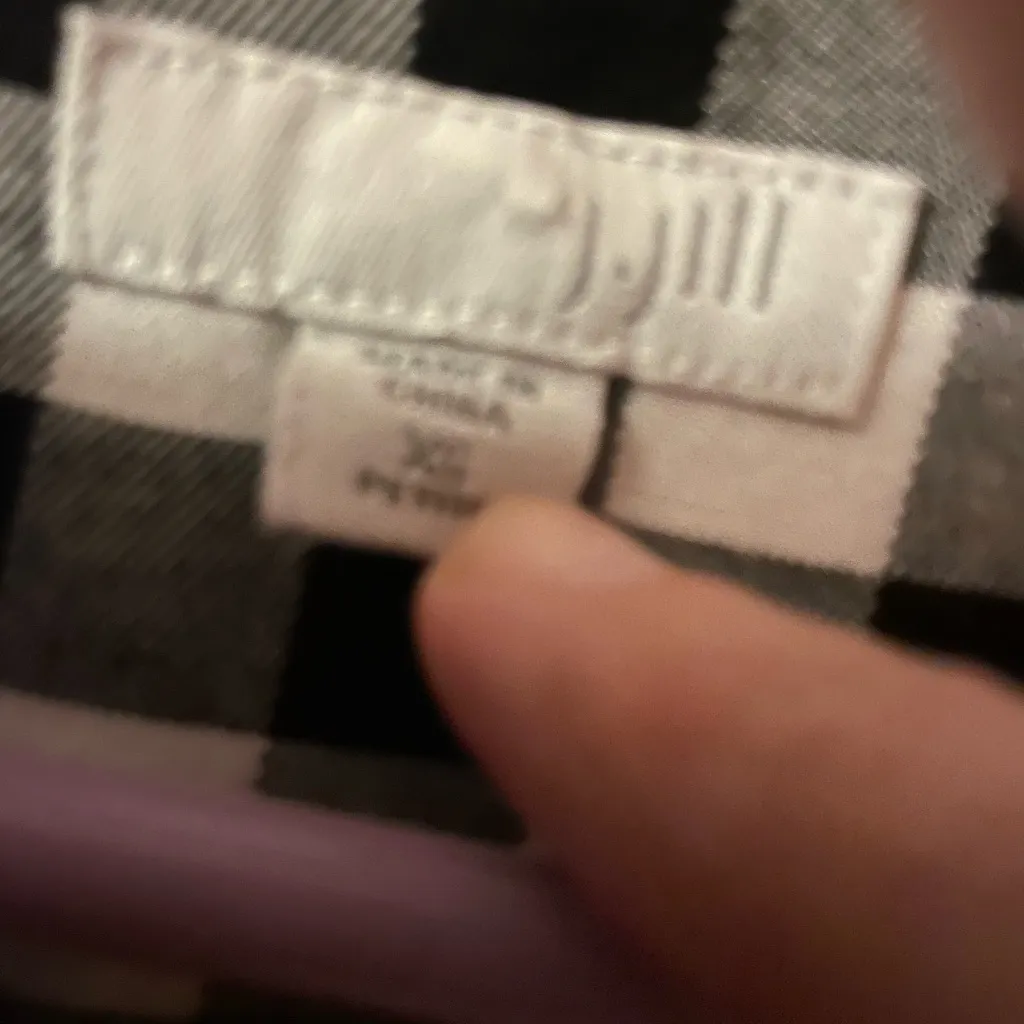 J Jill Shirt Dress Women's Petite XS White Black Buffalo Plaid Twill Tab Sleeves - Image 5