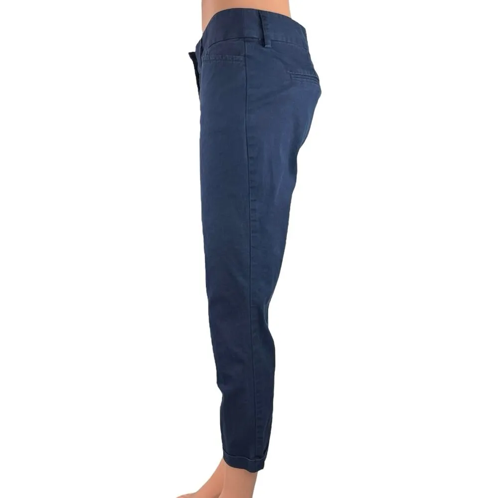 Stile Benetton Navy Blue Low Rise Straight Leg Stretch Cropped Casual Pants Sz S - Image 2