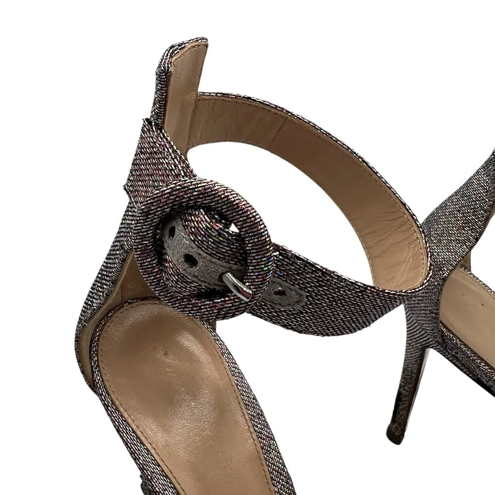 Gianvito Rossi Lurex Fabric Portofino Glitter Metallic Heels Multicolor Size 6 - Image 3