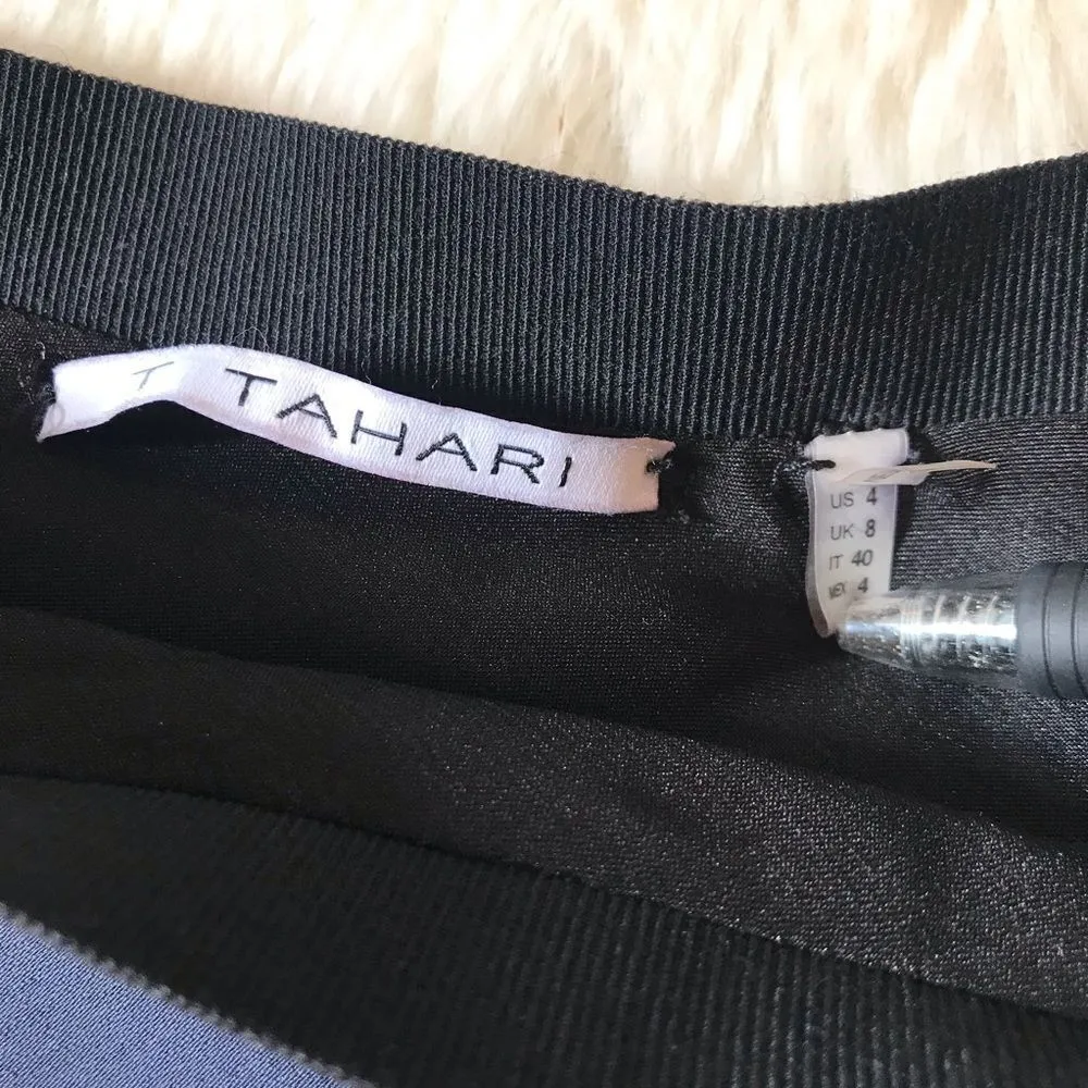 TAHARI Black Navy Skater Mini Skirt A-Line Colorblock Short Office Career Size 4 - Image 6