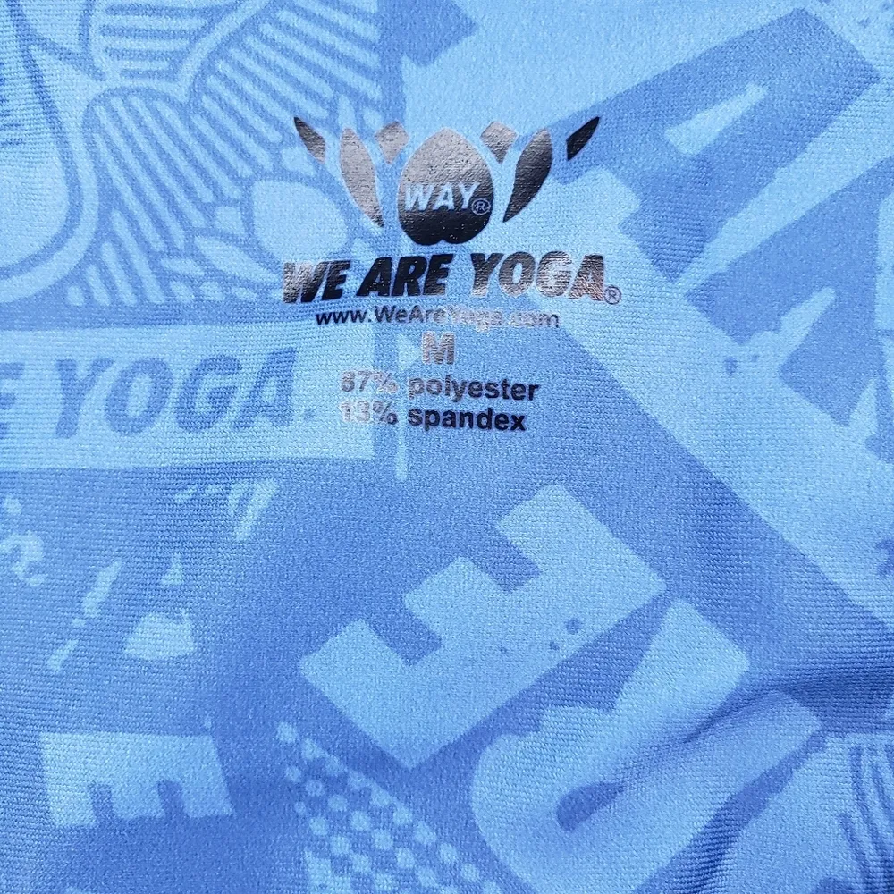 We Are Yoga Blue All Over Spellout Athletic Workout Yoga Leggings Medium - Image 4