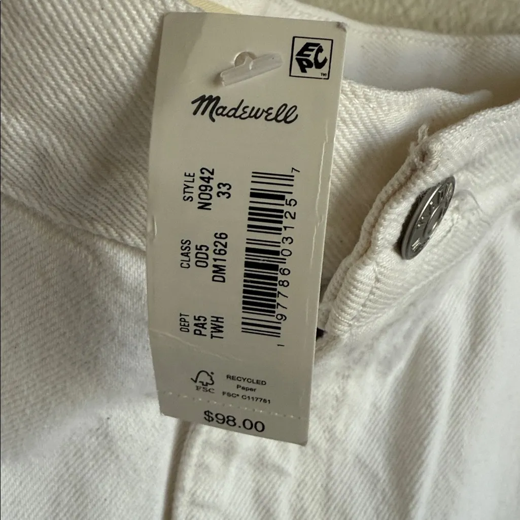 MADEWELL Cream Cargo Denim Skirt. - Image 4